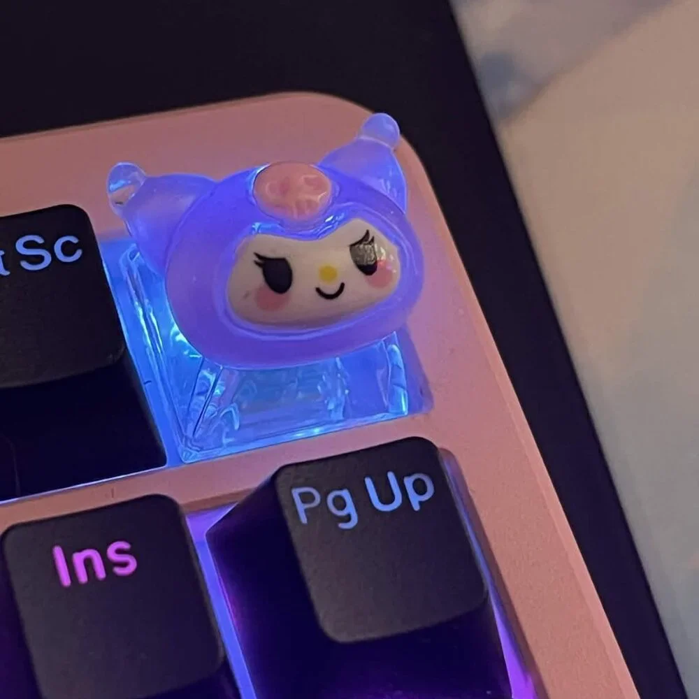 Cute Sanrio Kuromi Kitty Theme Keycap Translucent Base - OEM Mechanical Keyboard